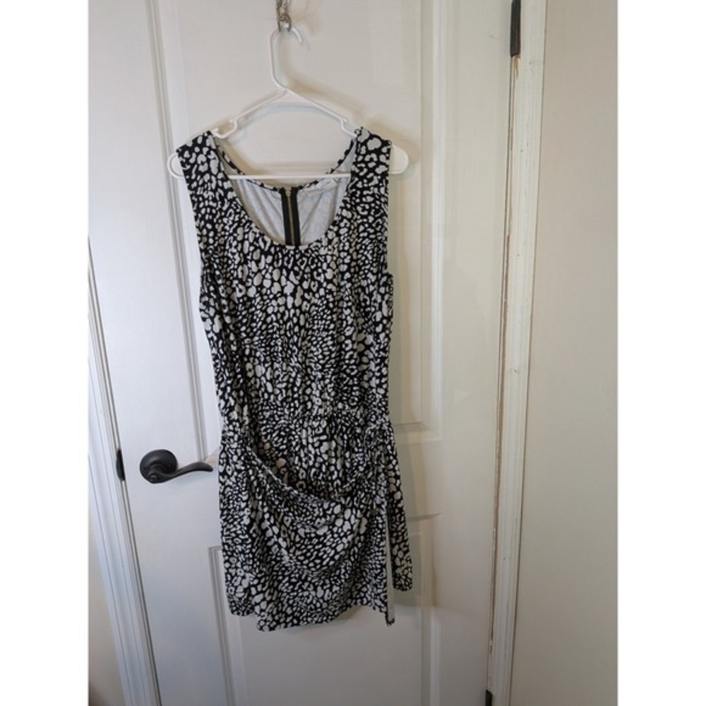 Beach House Style Womens XL Romper Black White Animal Print Back Zip Sleeveless